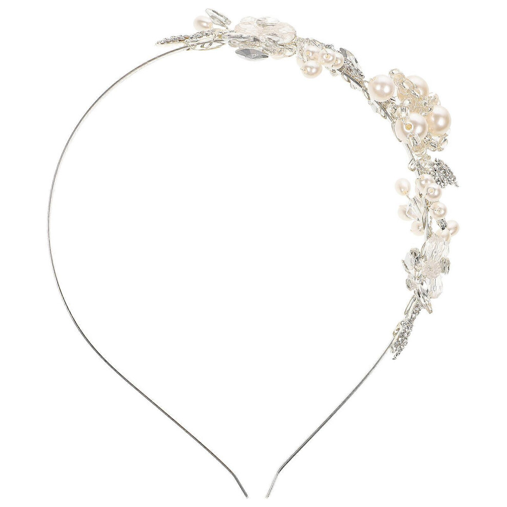 Kricely (As Show, One Size) 1Pc Delicate Headdress Wedding Bridal Hair Band Pearl Hair Accessories For Girl White