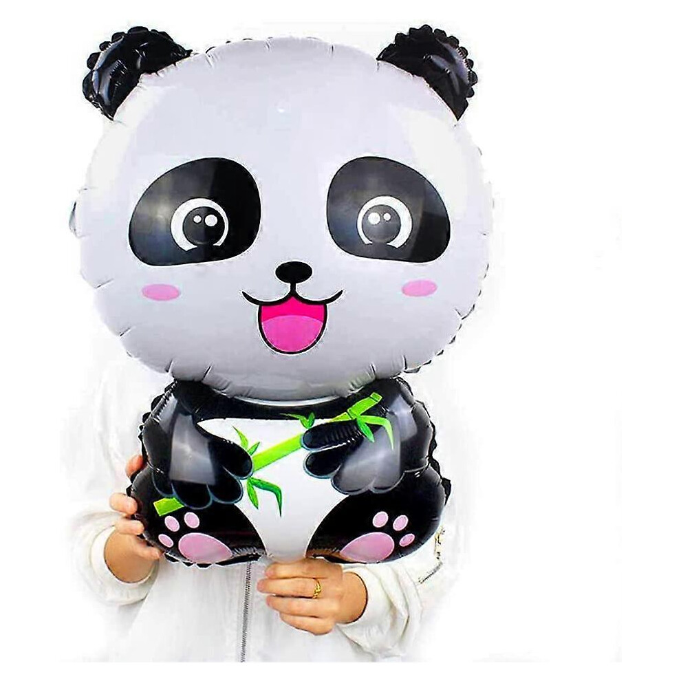 Konhill (As Show, One Size) 10 Pcs Panda Balloons 27.5 X 19 Inches Giant Zoo Animal Balloons Kit Cartoon Panda Shaped Mylar Foil Balloons For Jungle Safari An