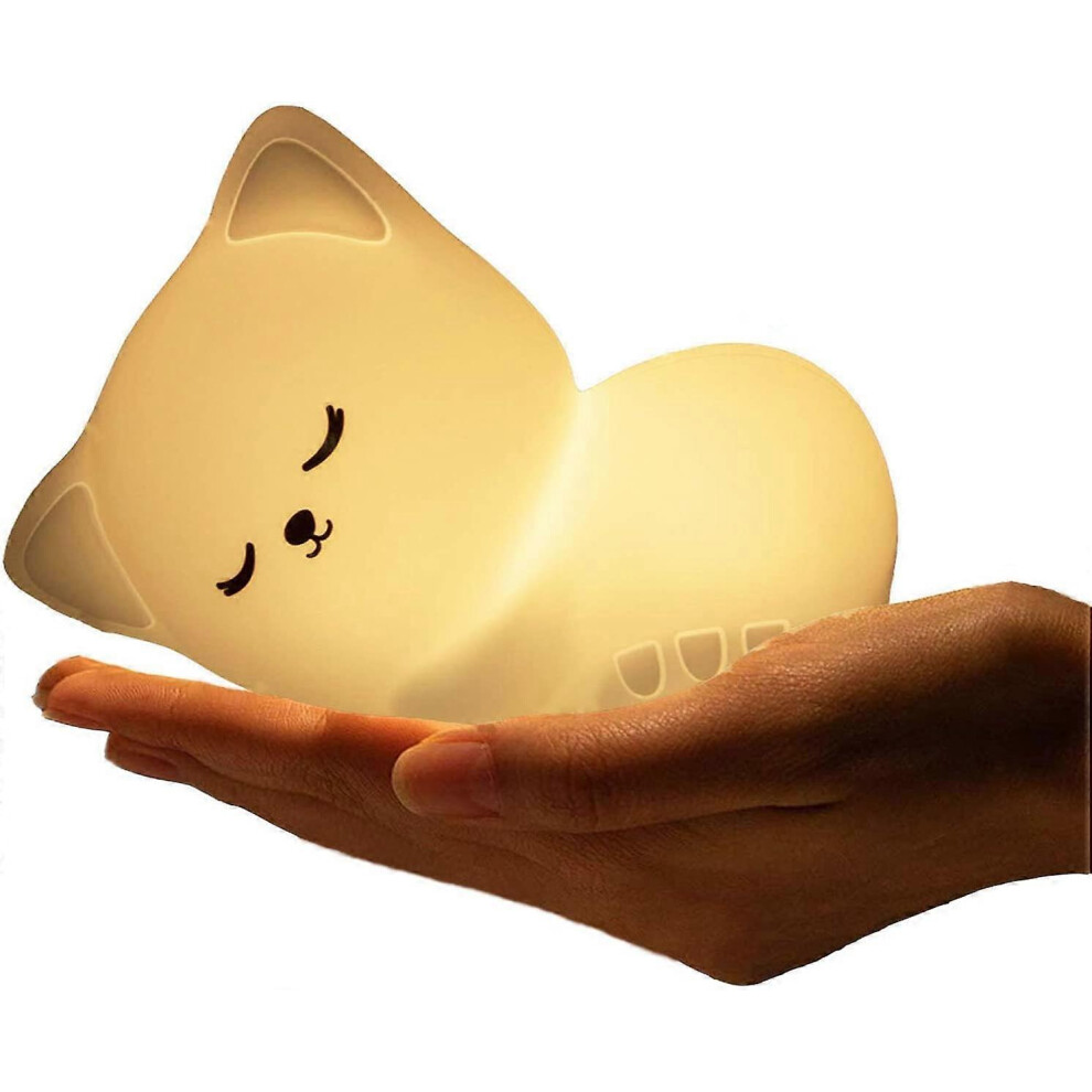 Konhill (As Show, One Size) Night Kitty Cat Night Usb Rechargeable Cute Cat Night Warm White And 7 Color Breathing Modes Child Night Light