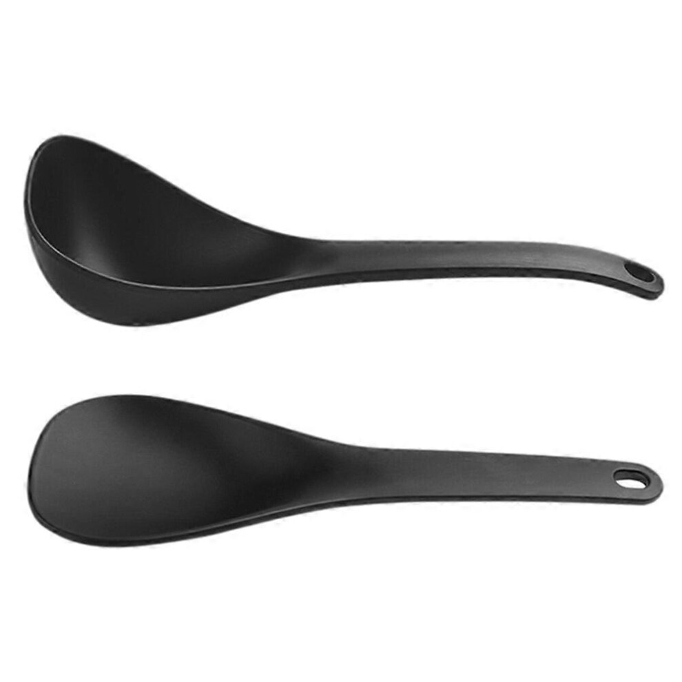 Kricely (As Show, One Size) 1 Set 2Pcs Non-Stick Rice Paddles Soup Spoons Multipurpose Serving Spoon (Black) Black