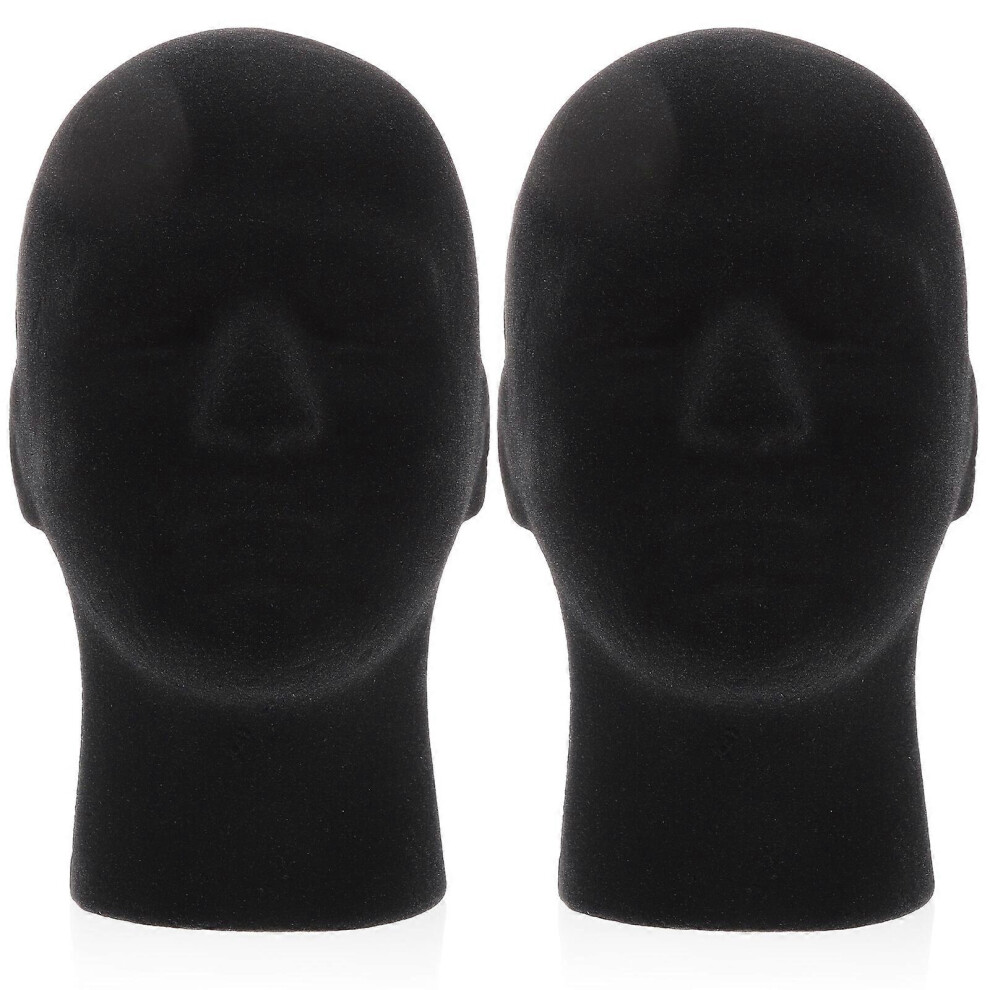 Kricely (As Show, One Size) 2Pcs Wig Display Heads Male Foam Mannequin Wig Stand Wig Holder Hat Display Stand