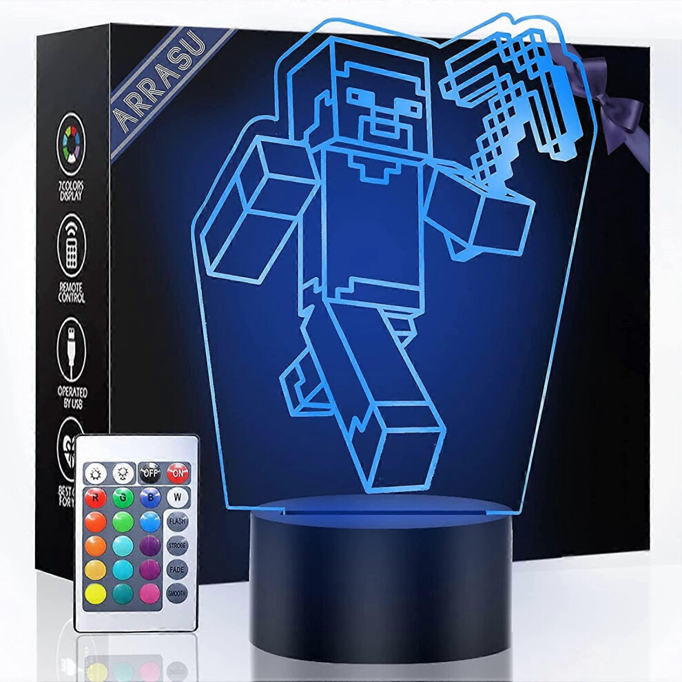 Konhill (As Show, One Size) 3D Night For Kids, 16 Color Illusion Table Lamp With Remote Control, Usb Rechargeable Bedside Desk For Children Birthd Light
