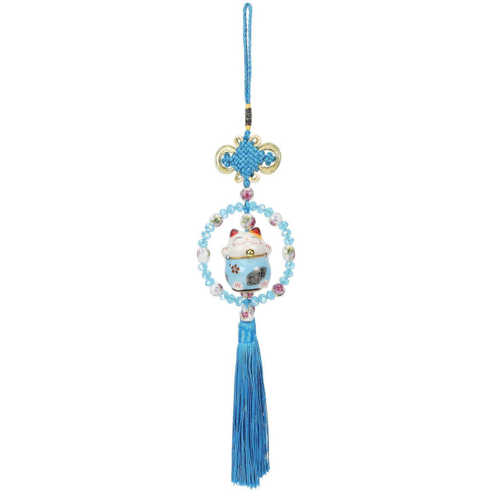 Kricely (As Show, One Size) Japanese Fortune Cat Tassel Hanging Ornament Car Rearview Mirror Pendant