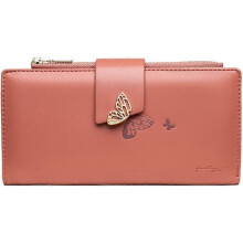 (As show, One size) Butterfly Wallet for Women Leather Bifold Wallet Ladies Long Clutch Purse Zipper Credit Card Holder Organizer,Caramel