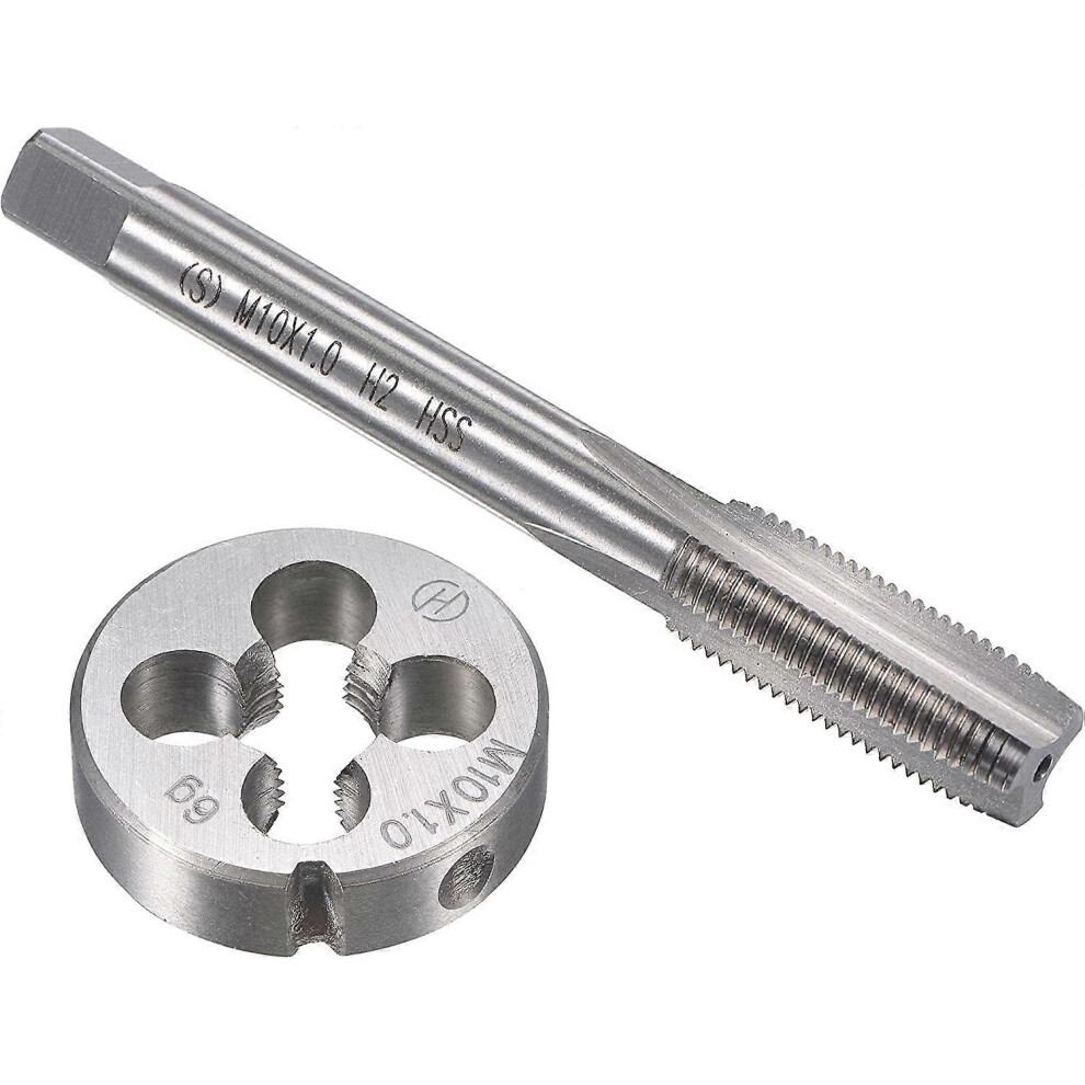 (As Show, One Size) Tap And Die Set M10 X 1Mm Metric Tap And Die Set, Hss Machine Thread Screw Tap With Alloy Tool Steel Round Thread Die 5063855056177
