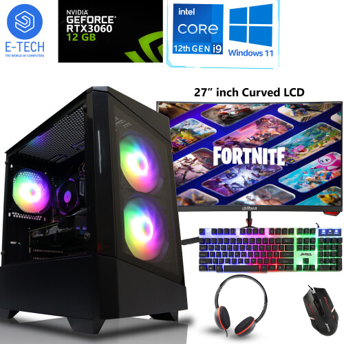 Gaming PC 27'' Curved Bundle i9 12900KF 32GB DDR4 RTX 3060 2TB M.2 W11 ...