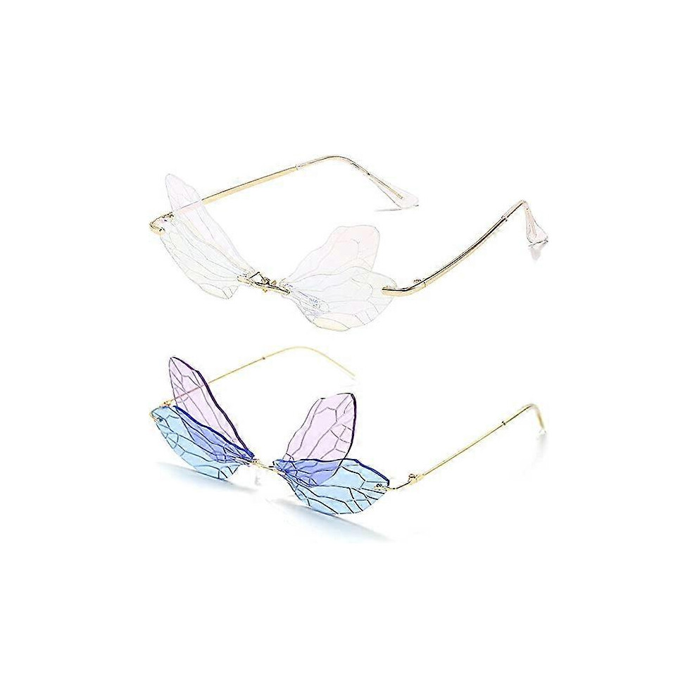 (As show, One size) Rimless Cute Sunglasses For Women Trendy Vintage Creative 90s Sunglasses Funny Cloud Shaped Disco Glasses-image-OPC-PG86JWG-NEW