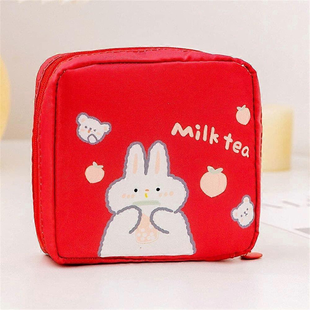Konhill (As Show, One Size) Women Girls Travel Kawaii Makeup Bag Sanitary Pads Bag Napkin Pouch Cosmetic Bags Coin Purse(Red) Red