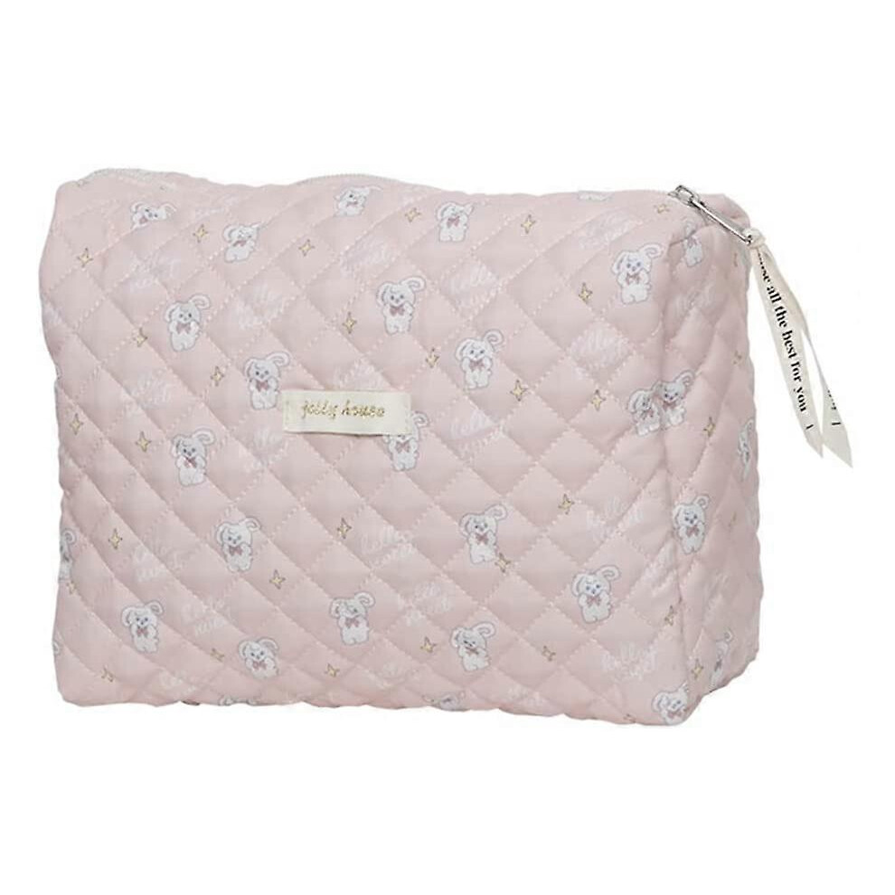 Konhill (As Show, One Size) Makeup Bag Cotton Travel Cosmetic Bag Cute Pouch Toiletry Bag Quilted Floral Organizer Bag Large Capacity Coquette Aesthetic Porta