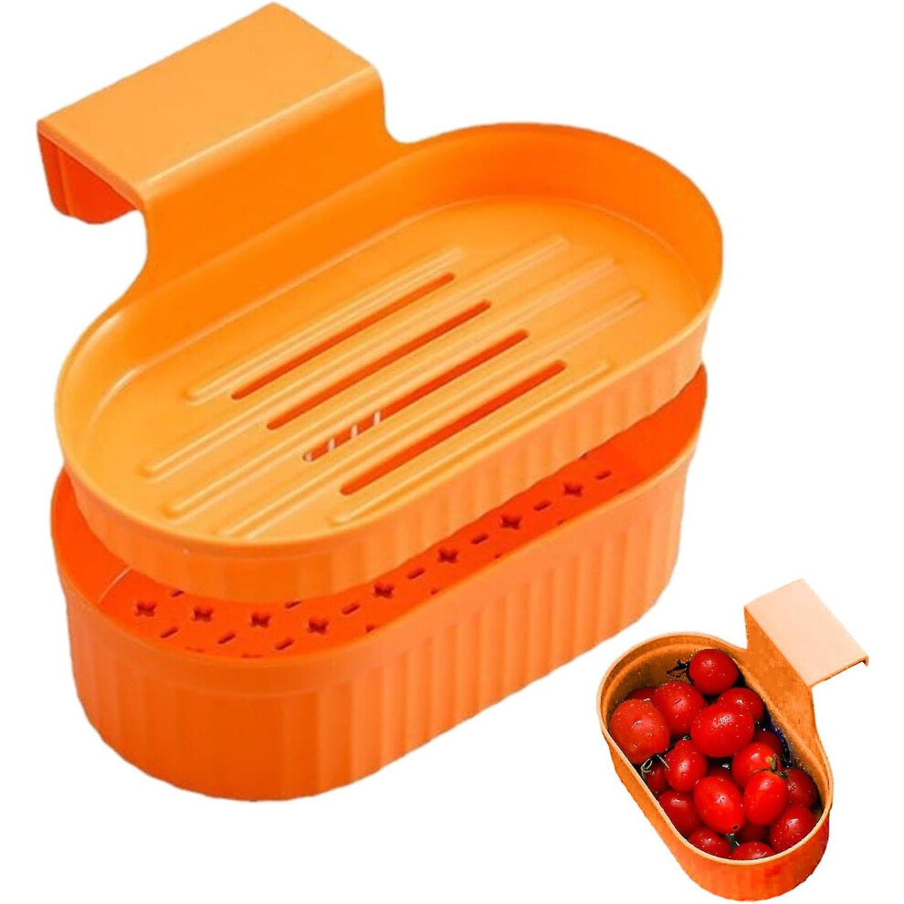 Konhill (As Show, One Size) Sink Drain Strainer Basket, Double Layer Colander Basket, Kitchen Sink Drain Basket, Multifunctional Kitchen Sink Gadget For Washi