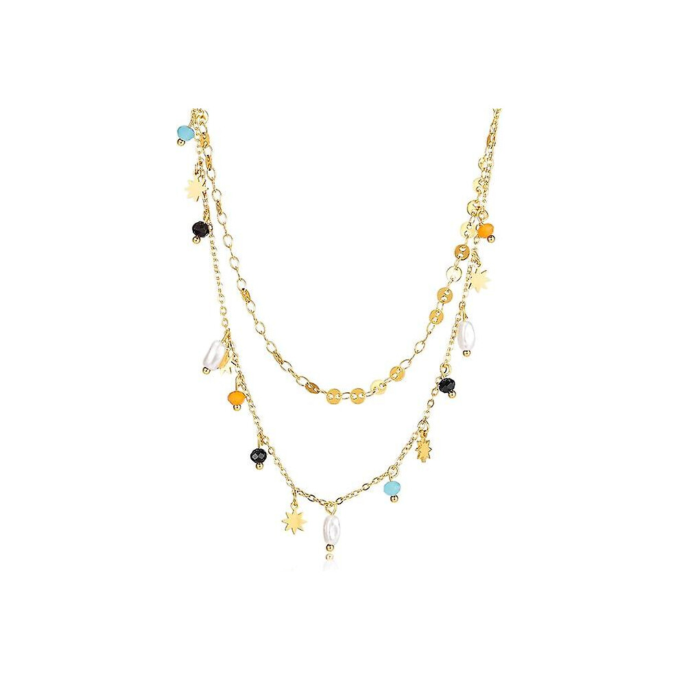 Konhill (As Show, One Size) 24K Real Gold Plated Necklaces For Women | Initial Dainty Layered Necklace For Women Silver | Choker Necklace Layered Necklaces Fo Silver,Gold