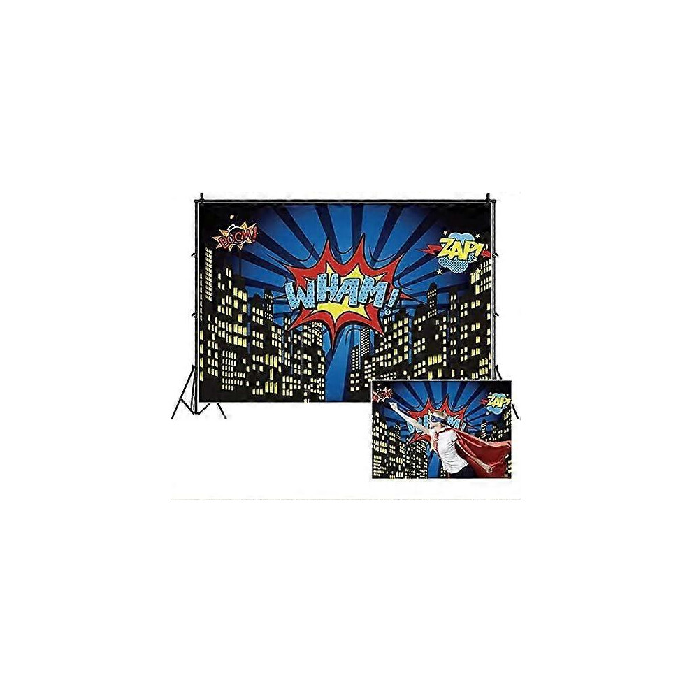 Konhill (As Show, One Size) Super City Theme Photo Backdrops,Yeele 7X5ft Cartoon Comic City Super Hero Photography Background For Boys Kid Birthday Party Phot