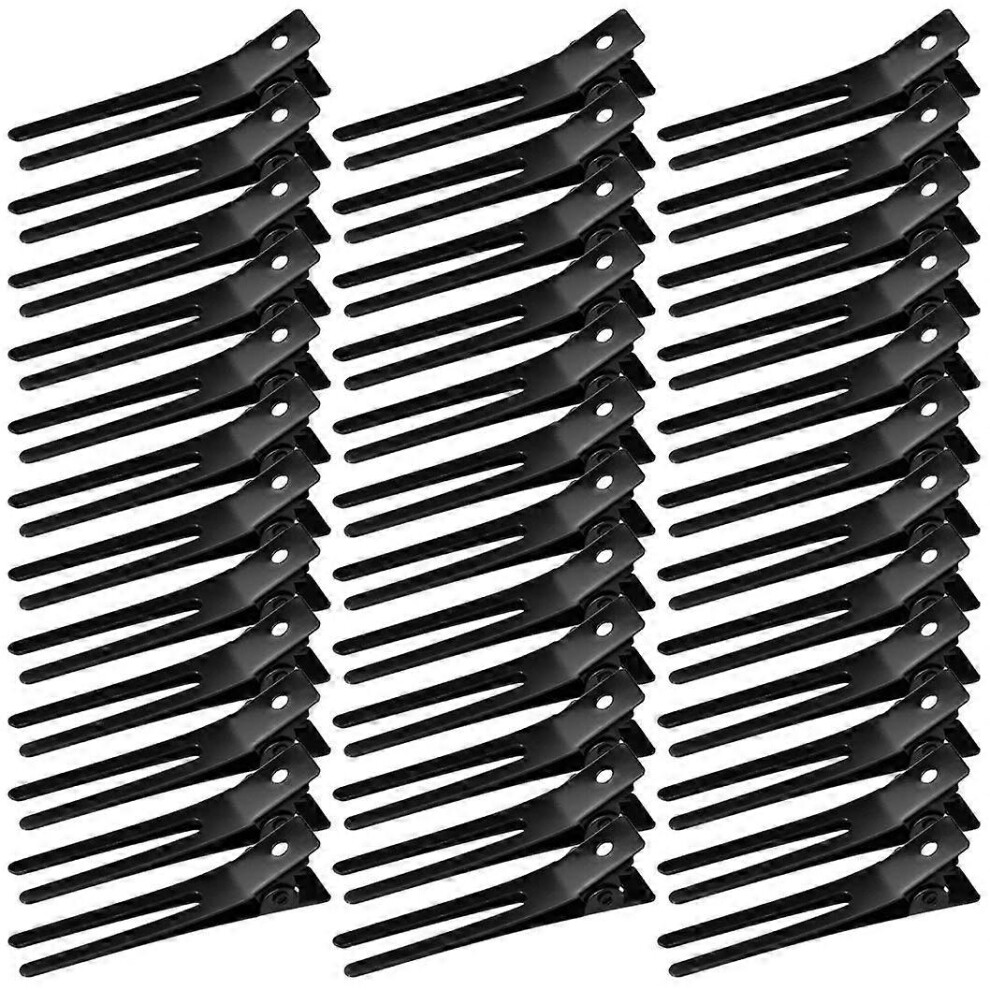 Konhill (As Show, One Size) 50Pcs Hair Salon Double Prong Curling Clips 1.8 Inch Curl Styling Partial Hair Clips Metal Alligator Clips,Styling Clips For Hair