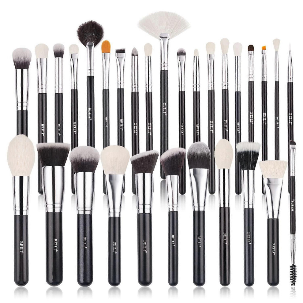 Konhill (As Show, One Size) Makeup Brushes 30Pcs Professional Makeup Brush Set Premium Goat Synthetic Kabuki Foundation Blending Brush Face Powder Blush Conce