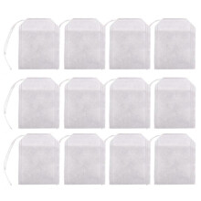 (As show, One size) 300pcs Drawstring Non-woven Fabric Tea Bags Disposable Medicine Bags (White)
