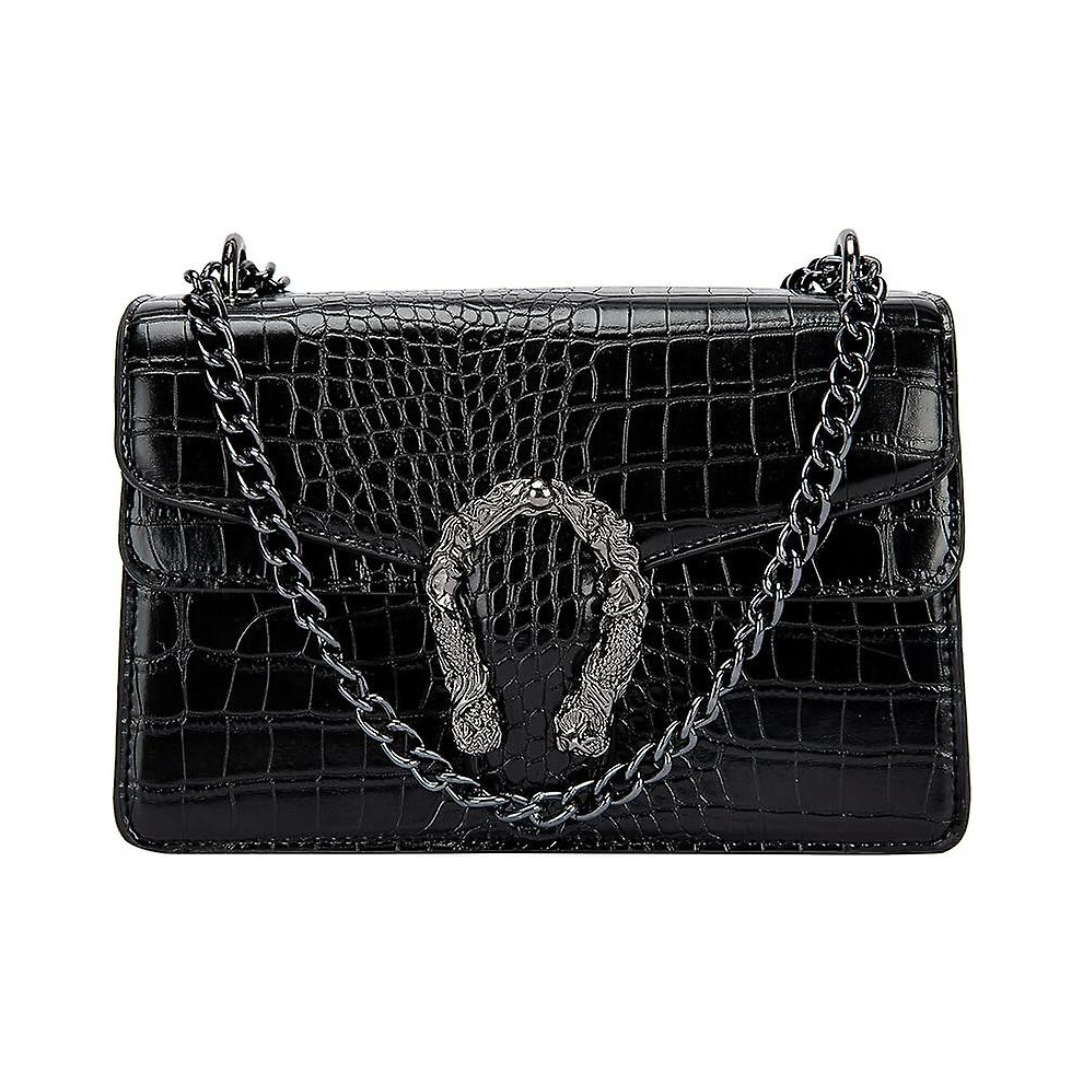 Konhill (As Show, One Size) Crossbody Bag And Satchel Purse For Women - Fashion Snake Print Chain Purse Luxury Pu Leather Handbag