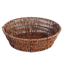 (As show, One size) 1PC Retro Simulated Rattan Woven Basket Plastic Woven Basket (M Light Brown)