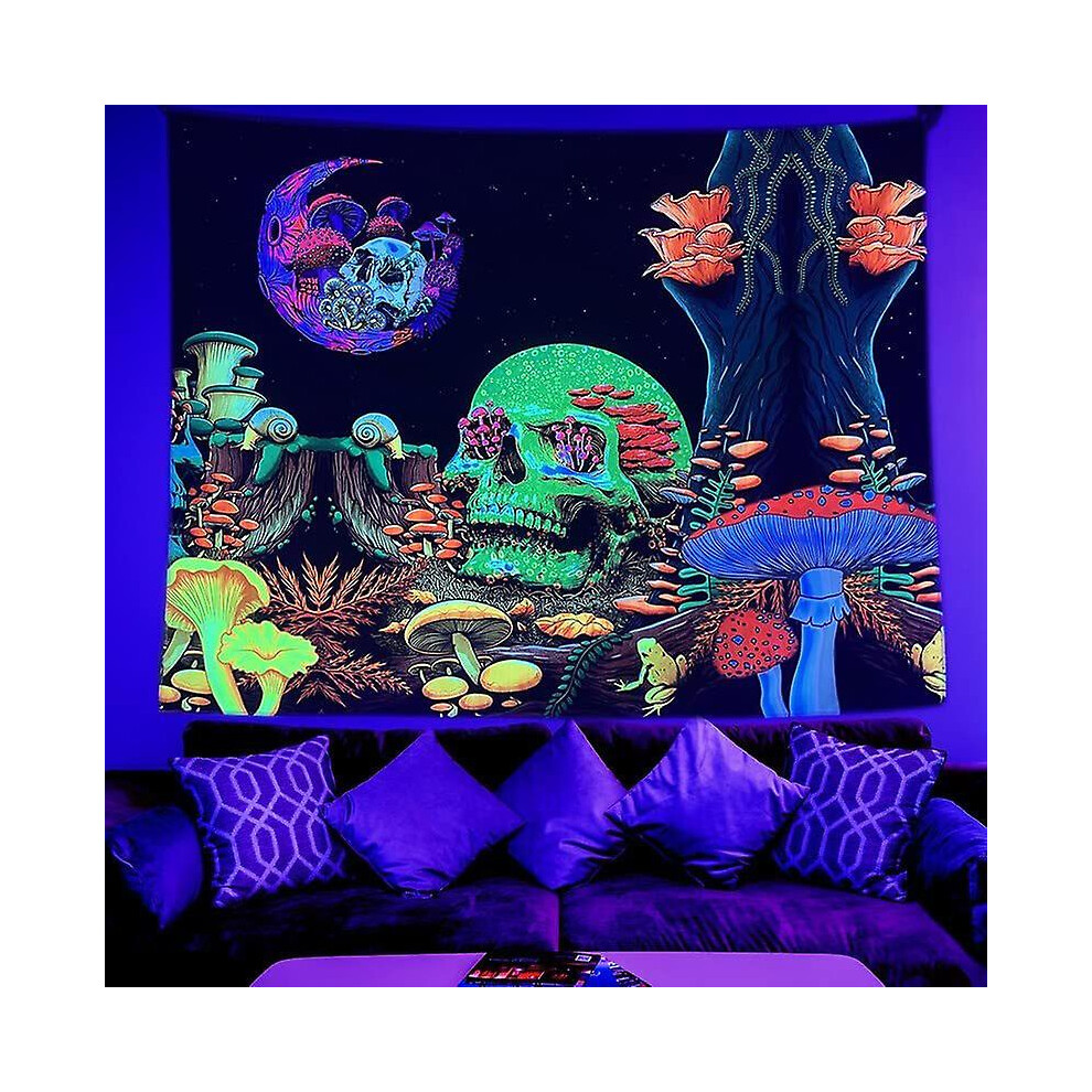 Konhill (As Show, One Size) Blacklight Fantasy Forest Tapestry Psychedelic Plant Tapestry Uv Reactive Nature Tree Tapestry Misty Jungle Tapestry Mysterious La