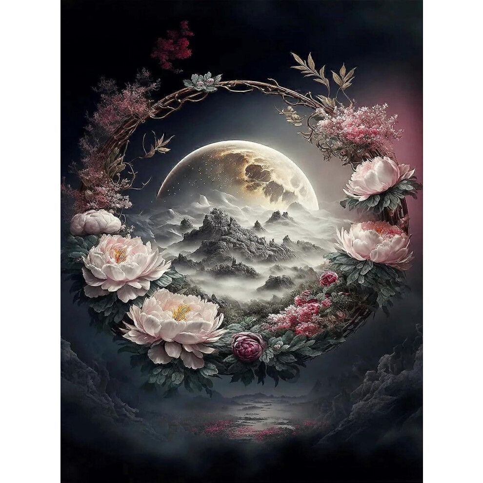 Konhill (As Show, One Size) 5D Diamond Painting, Diy Moon Diamond Painting Kits For Adults Beginner, Full Drill Diamond Dots Paintings Picture Arts Embroidery