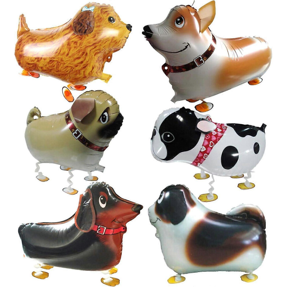 Konhill (As Show, One Size) Walking Dog Balloons 6Pcs Walking Animal Balloons For Kids Puppy Theme Birthday Party Balloon Decorations