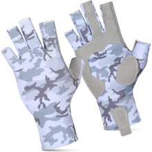 (As show, One size) Camouflage Fishing Gloves Silicone Non-Slip Design Comfortable, Breathable Sun Protection Fishing Gloves