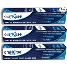 Oranurse Unflavoured Toothpaste 3 Pack for Kids and Adults Non Flavoured Toothpaste with 1450ppm Fluoride for Sensitive Mouths