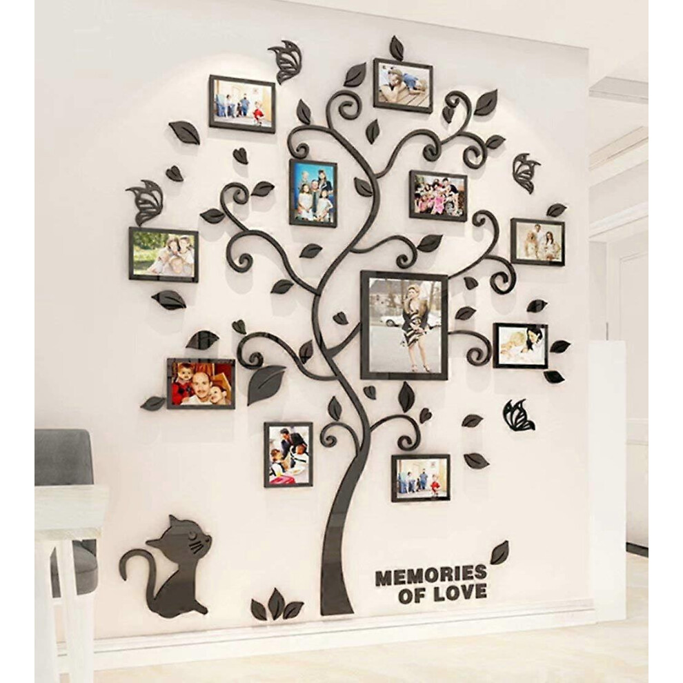 Konhill (As Show, One Size) 3D Tree Wall Stickers - Family Tree Wall Decor Black Trunk Family Tree Picture Frame Diy Photo Frame Wall Decals Family Tree (Blac
