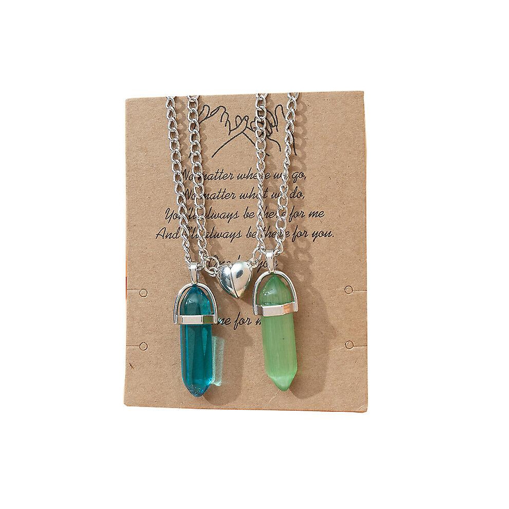 Konhill (As Show, One Size) Bff Necklace For 4 Crystal Charms Best Friend Necklace Pendant Friendship Necklace Heart Matching Necklace For Couples Gifts