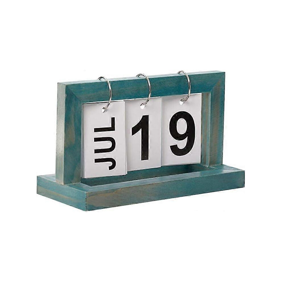 Konhill (As Show, One Size) Desktop Calendar Wood Perpetual Calendar Blocks Daily Desk Calendar Desktop Perpetual Calendar Creative Calendar Wood Table Calend