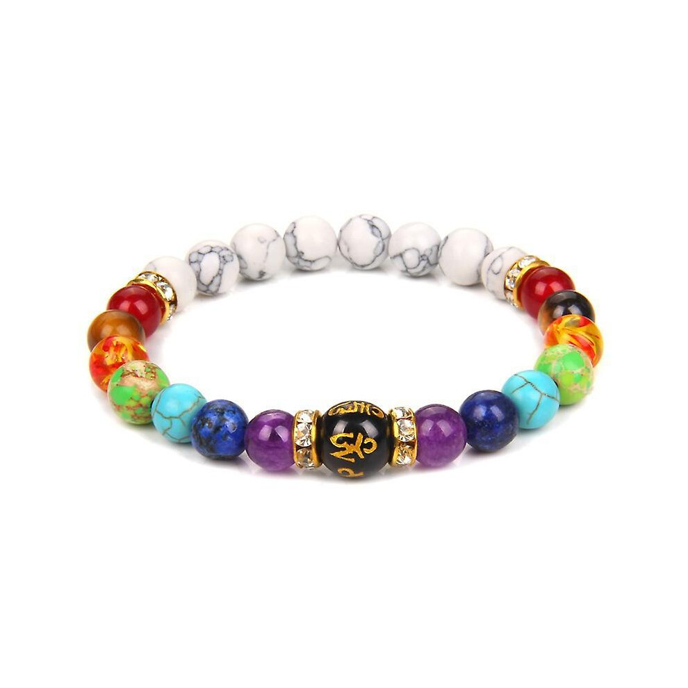 Konhill (As Show, One Size) Bracelets For Women 8Mm Chakra Natural Stone Bracelet Lava Rock 7 Chakras Crystals And Healing Stones Bracelets Stress Relief Yoga