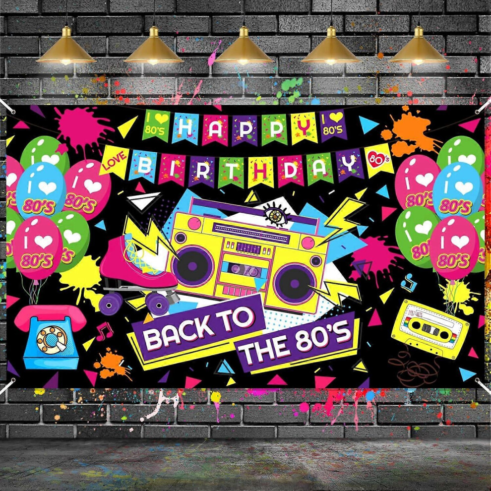 Konhill (As Show, One Size) 80'S Birthday Party Decorations Extra Large Back To 80S Theme Banner Backdrop Hip Hop Background For 80'S Birthday Ss Birt