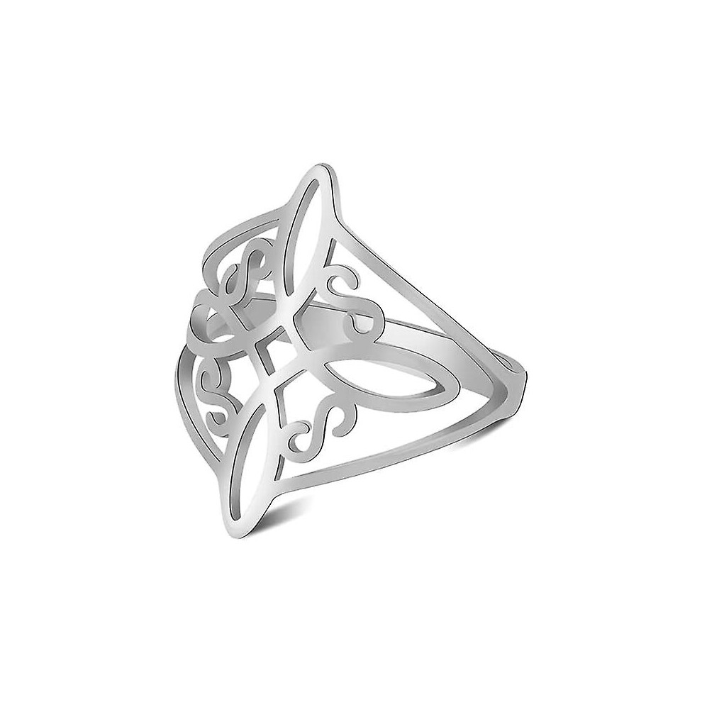 Konhill (As Show, One Size) Witches Knot Ring Stainless Steel Witchcraft Celtic Amulet Ring Geometric Celtic Knot Ring Vintage Jewelry For Women
