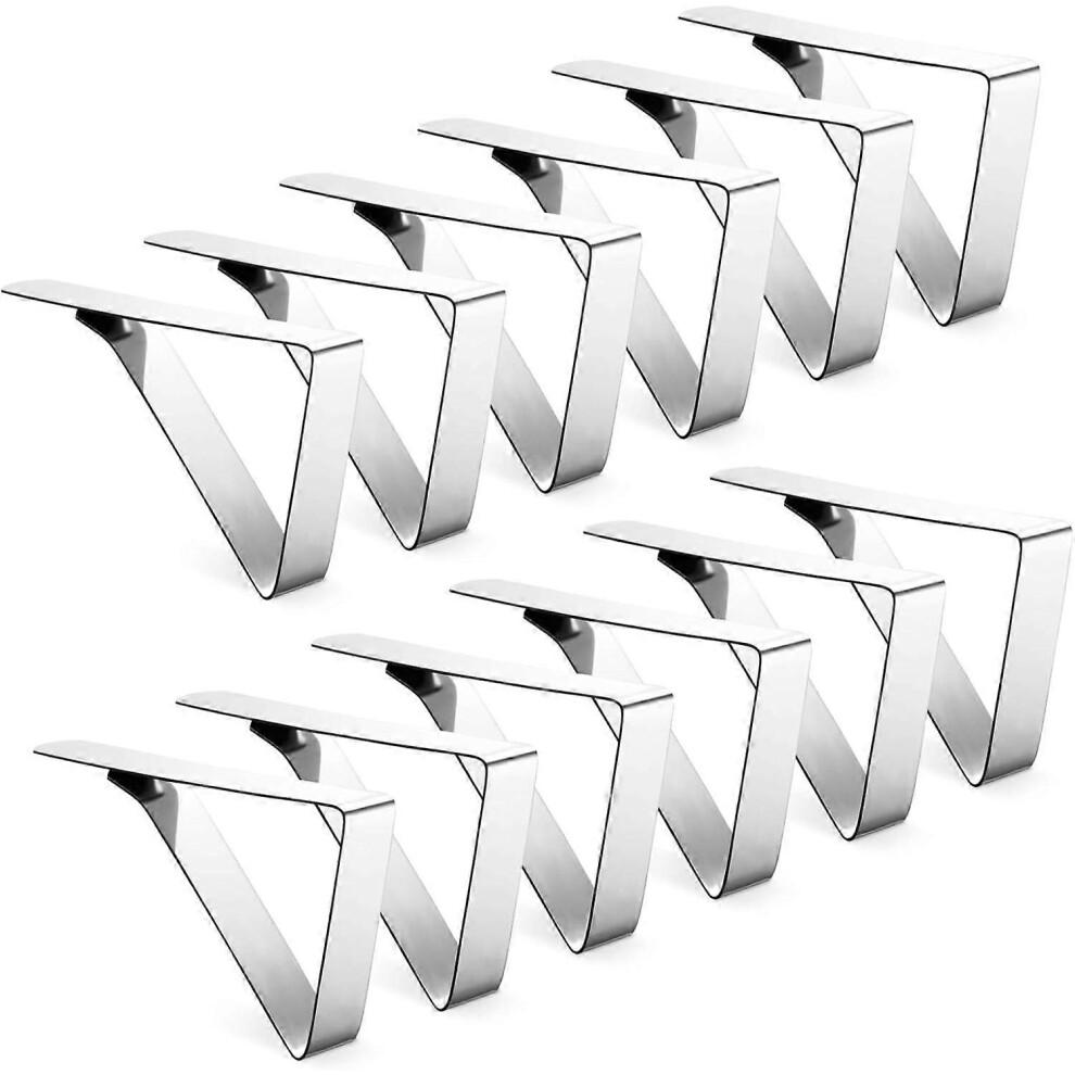 Konhill (As Show, One Size) 12 Pack Tablecloth Clips,Picnic Table Clips Stainless Steel Table Cloth Cover Clamps Table Cloth Holders