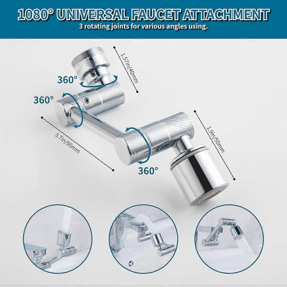 (As Show, One Size) Faucet Extender, 1080 Swivel Faucet Extender 2 Mode Sprayer Bathroom Faucet Head Kitchen Sink Splash Guard Filter Faucet 5063855029447
