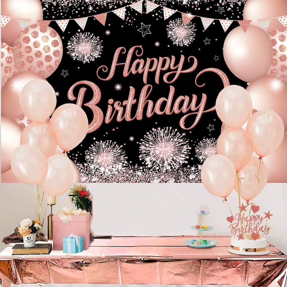 Konhill (As Show, One Size) Happy Birthday Decorations Backdrop, Glitter Birthday Backdrop Sign, Happy Birthday Banner, Birthday Party Supplies Photo Backgrou