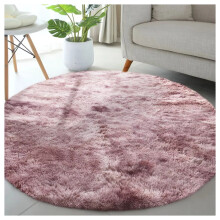 (120cm x 120cm (4 x 4 ft)- Circle Round Rug, Tie-Dye Pink Lilac) Anti Slip Shaggy Rug For Living Room Runner Carpet