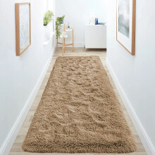 (80cm x 300cm (2 ft 6 in x 10 ft)- Extra Large Runner Rug, Beige) Anti Slip Shaggy Rug For Living Room Runner Carpet