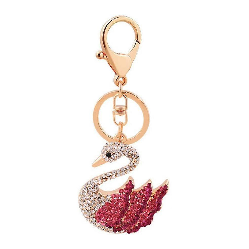 Konhill (As Show, One Size) Creative Rhinestone Key Ring Swan Shaped Charm Keychain Bag Pendant Key Holder Car Decoration Birthday Gift
