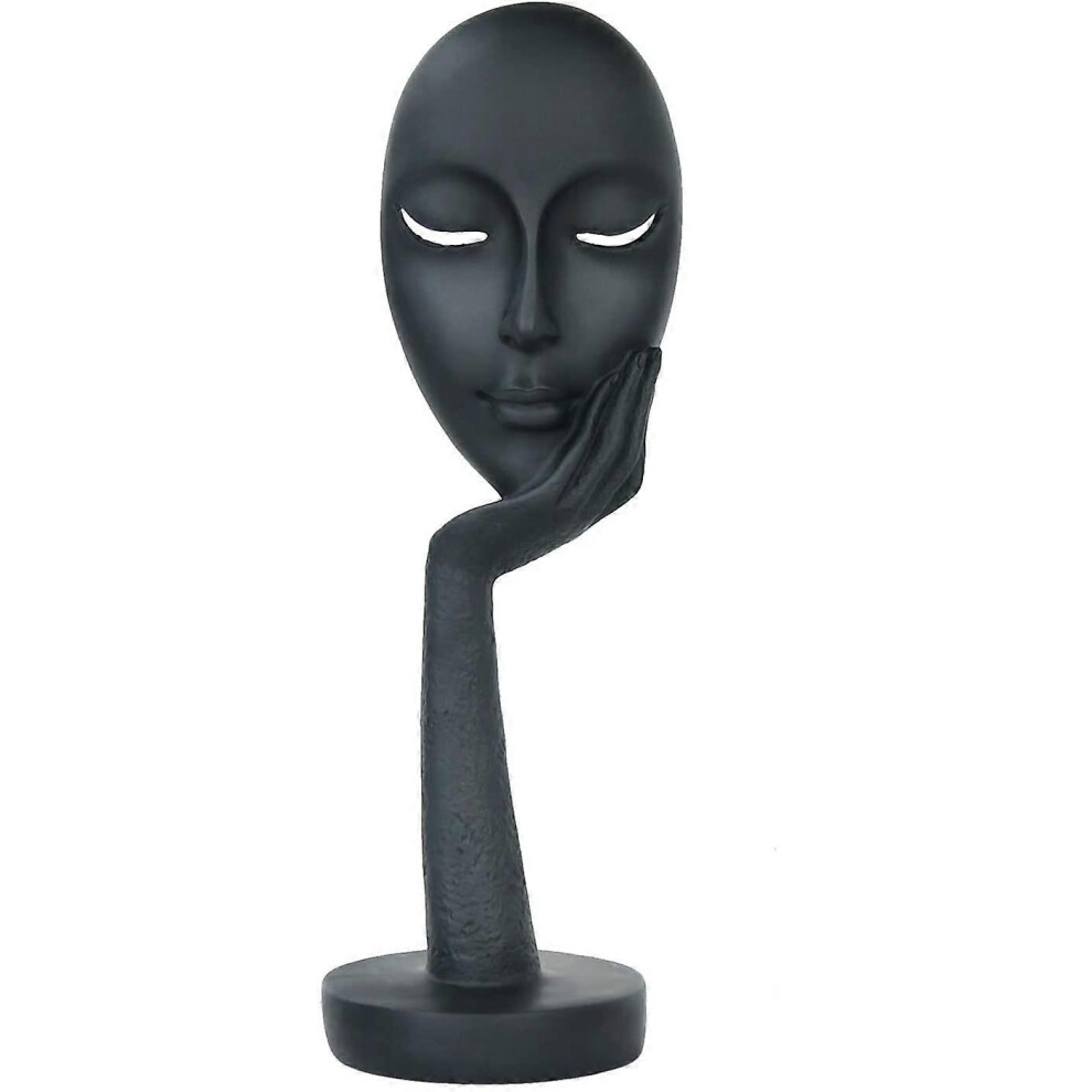Konhill (As Show, One Size) Resin Thinker Statue Abstract Face Sculpture Modern Ornaments Collectible Figurines Art Office Table Desk Bookshelf Decor Ho Black