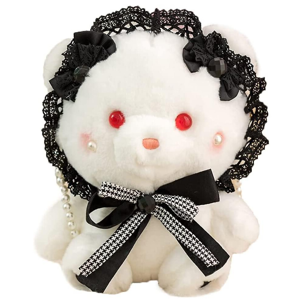Konhill (As Show, One Size) Furry Bear Purse For Girls Cute Shoulder Bag Soft Fluffy Fur Plush Kawaii Lolita Crossbody Bag With Pearl Strap White