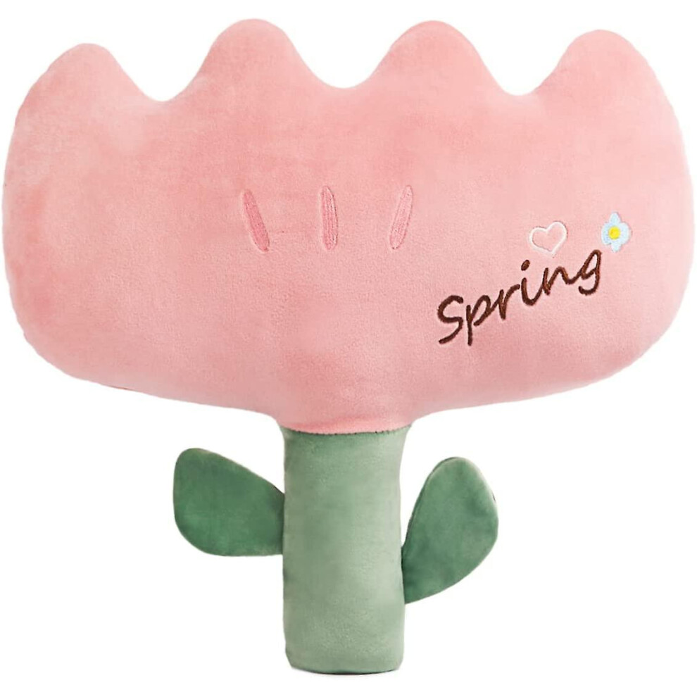 Konhill (As Show, One Size) Flower Throw Pillow Stuffed Plush:decorative Tulips Flower Shaped Cushion Plushie Toy Chair Floor Hugging Pillow For Sofe Bed Pink