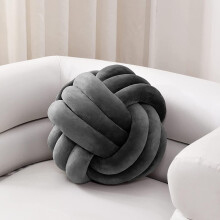 (As show, One size) Soft Knot Ball Pillows,round Throw Pillow Cushion Home Decoration Plush Pillow,throw Knotted Pillow Handmade Round Plush Pillow7.8inches,dark Grey