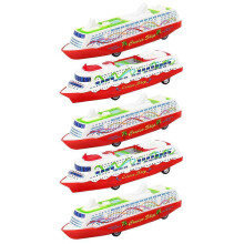 (As show, One size) 5Pcs Cruise Ship Model Pull Back Ship Toy Pull-back Steamship Gliding Toys (Random Style)