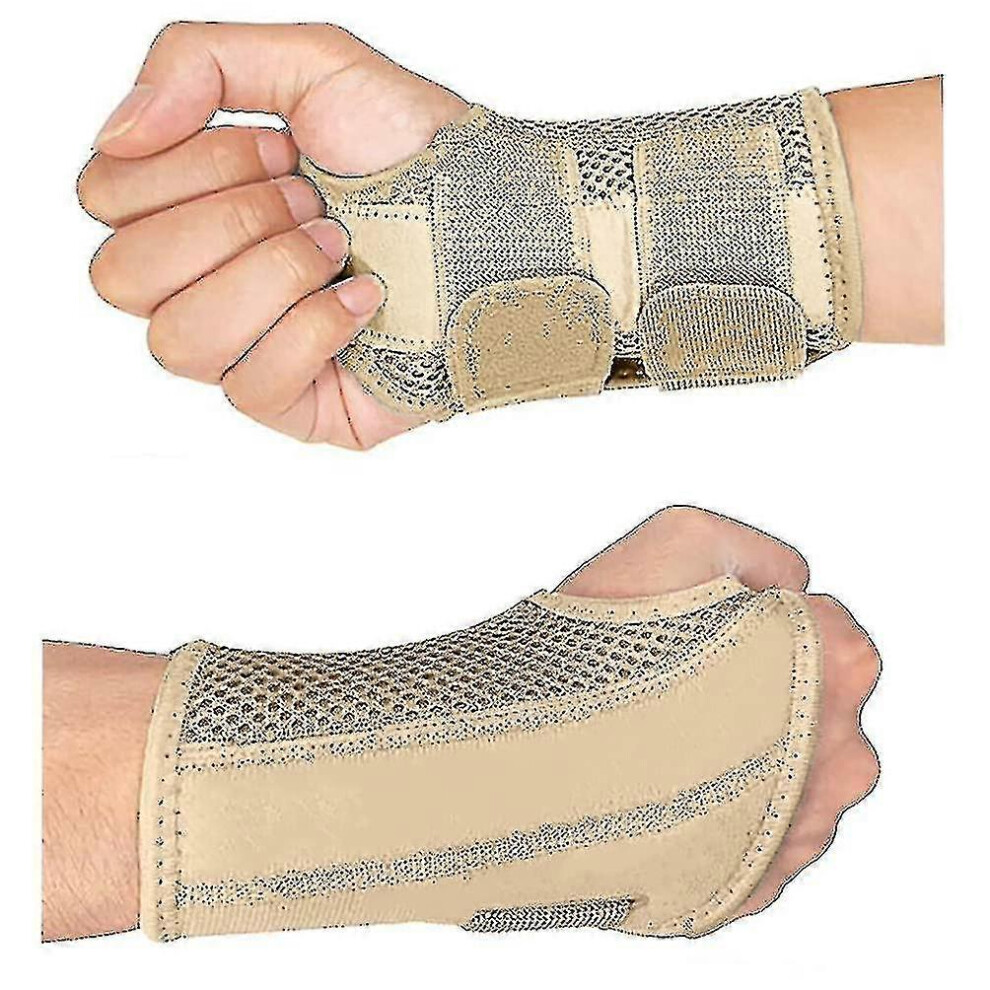 (L-Righthands, Beige) Carpal Tunnel Wrist Brace For Tendonitis Arthritis, Breathable Wrist Splint Brace Night Support Adjustable Straps