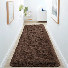 (80cm x 300cm (2 ft 6 in x 10 ft)- Extra Large Runner Rug, Coffee/Brown) Anti Slip Shaggy Rug For Living Room Runner Carpet