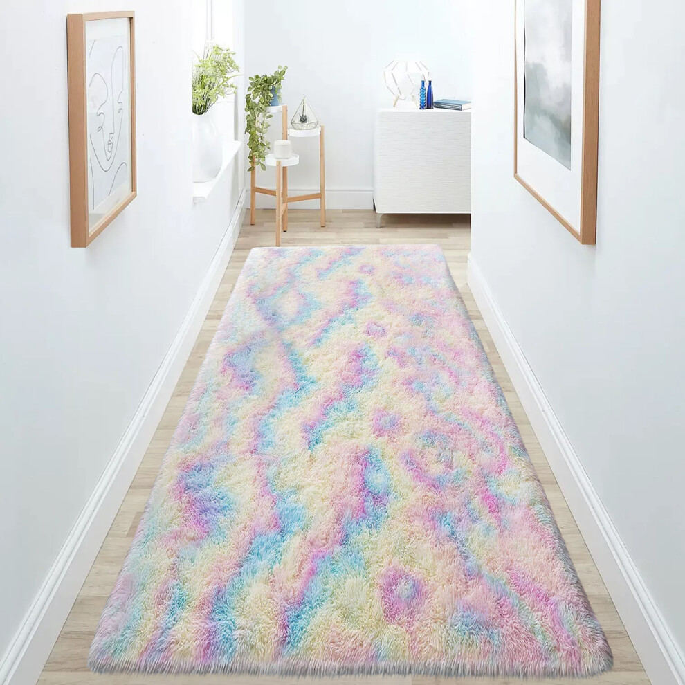 Imperial Rooms (80Cm X 300Cm (2 Ft 6 In X 10 Ft)- Extra Large Runner Rug, Rainbow) Anti Slip Shaggy Rug For Living Room Runner Carpet