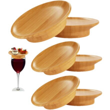 6Pcs Wine Glass Charcuterie Topper Set | Wooden Wineglass Topper Plate | Wine Glass Topper Charcuterie Coasters | Wine Glasses Charcuterie Board