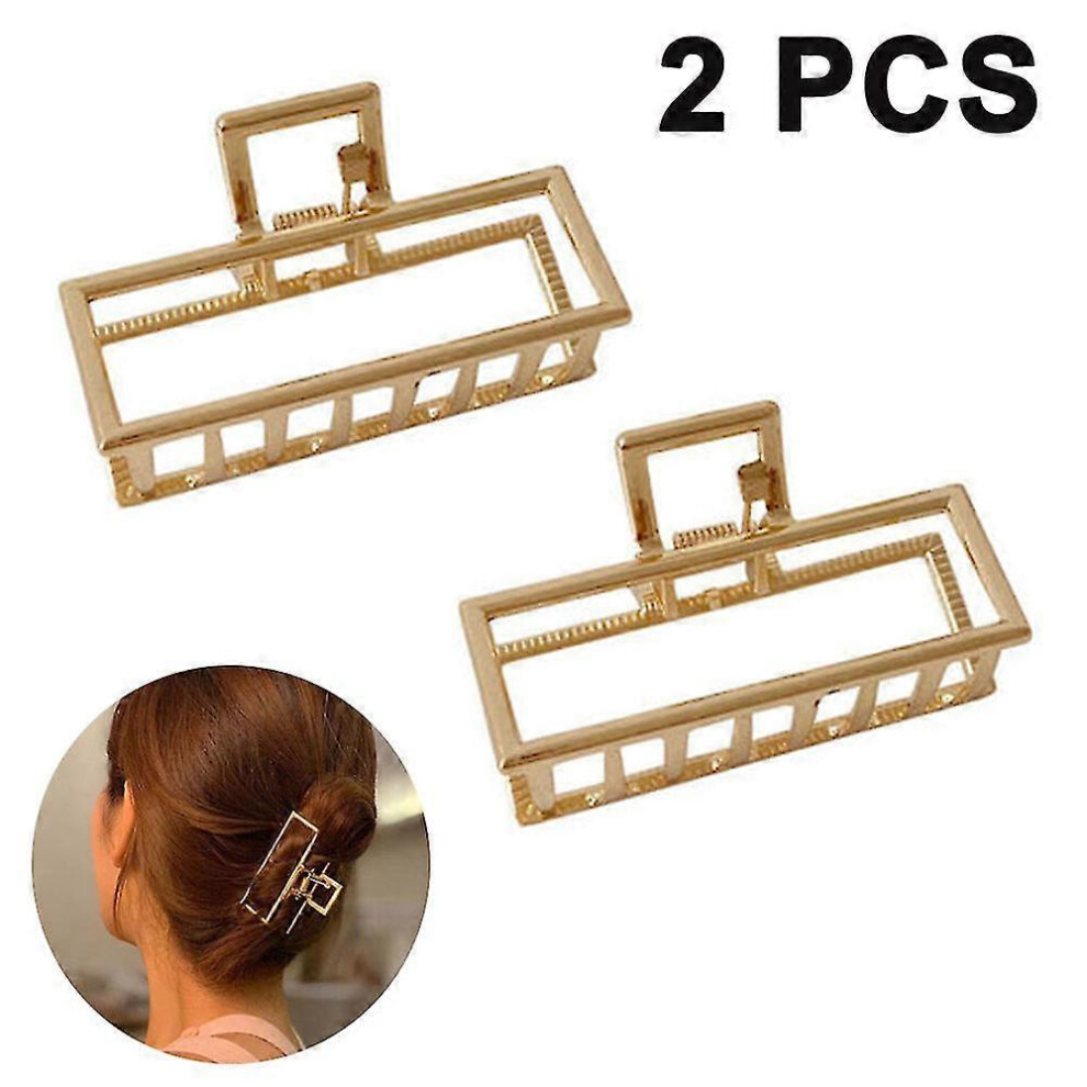 Konhill (As Show, One Size) 2Pcs Metal Claw Clips, Non-Slip, Fixed Strong, Retro For Women, Girls