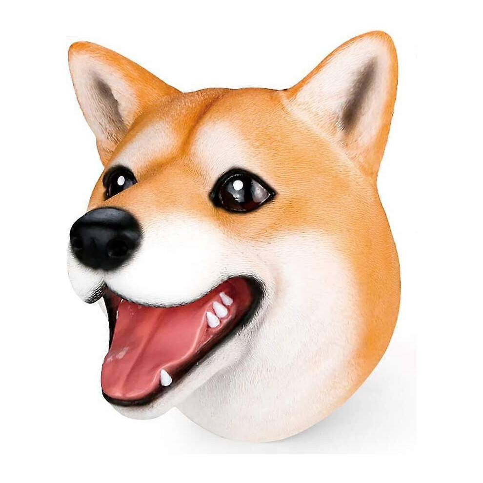 Konhill (As Show, One Size) Soft Rubber Shiba Inu Hand Puppets Realistic Latex Pet Shiba Inu American Shorthair Head Open Movable Mouth Suitable For Creative
