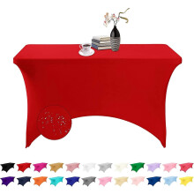 (As show, One size) Patio Furniture Cover 4ft Spandex Waterproof Table Cover for Party, Wedding, Banquet and Events (Red)